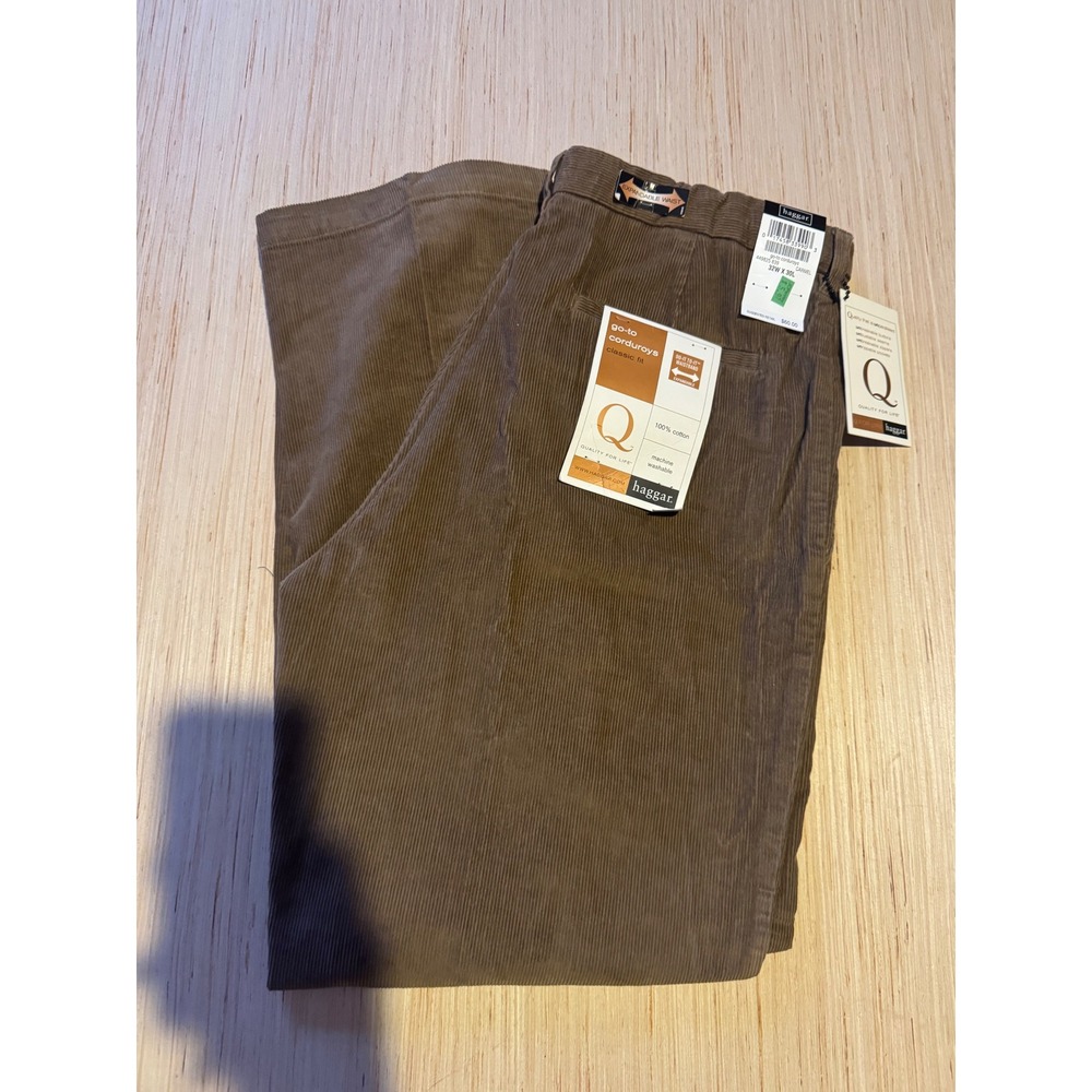 Haggar Mens Go-To Corduroys Classic Fit Pants Carmel Brown 32x30 NWT 44